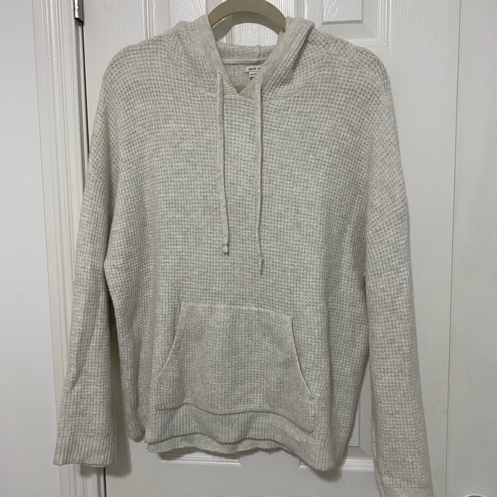 Aerie Waffle Knit Hooded Drawstring Sweatshirt